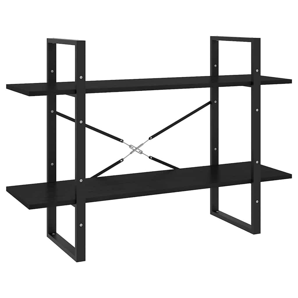vidaXL 2-Tier Book Cabinet Black 100x30x70 cm Solid Pine Wood 2