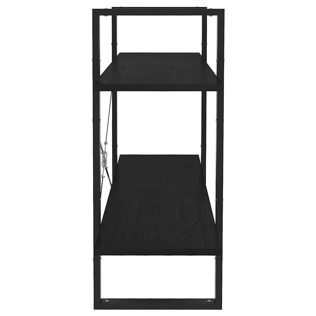 vidaXL 2-Tier Book Cabinet Black 100x30x70 cm Solid Pine Wood 6