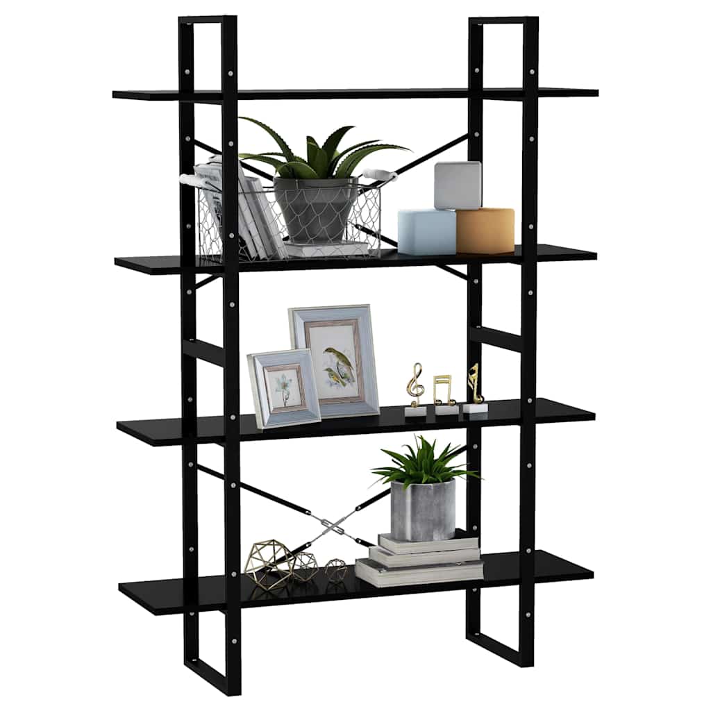 vidaXL 4-Tier Book Cabinet Black 100x30x140 cm Engineered Wood 4