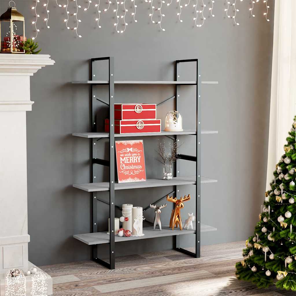 vidaXL Book Cabinet | Concrete Grey | Engineered Wood | 100x30x140 cm 1