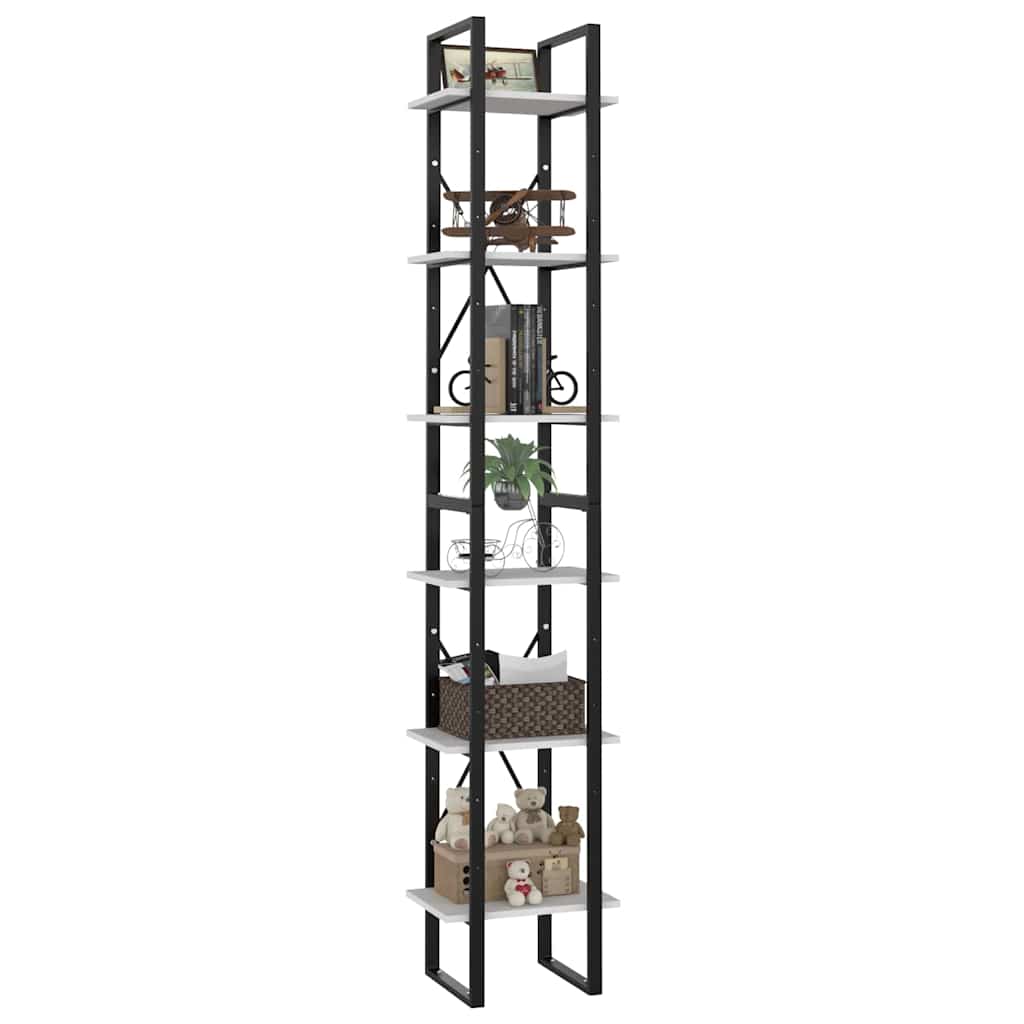 vidaXL Book Cabinet | White | Engineered wood, metal | Extra tall and narrow 4