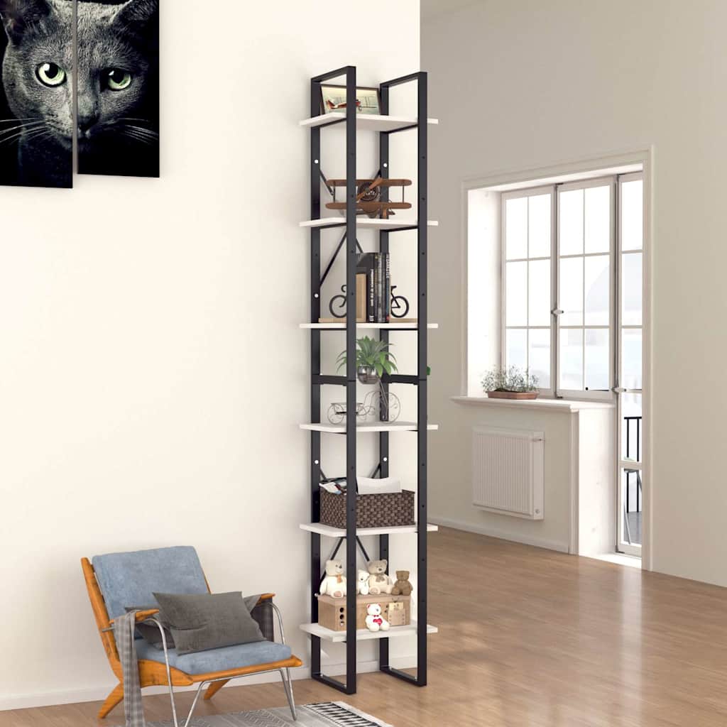 vidaXL Book Cabinet | White | Engineered wood, metal | Extra tall and narrow 1
