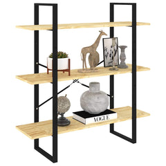 vidaXL Book Cabinet | Natural wood and black | Solid pine wood | Medium 3