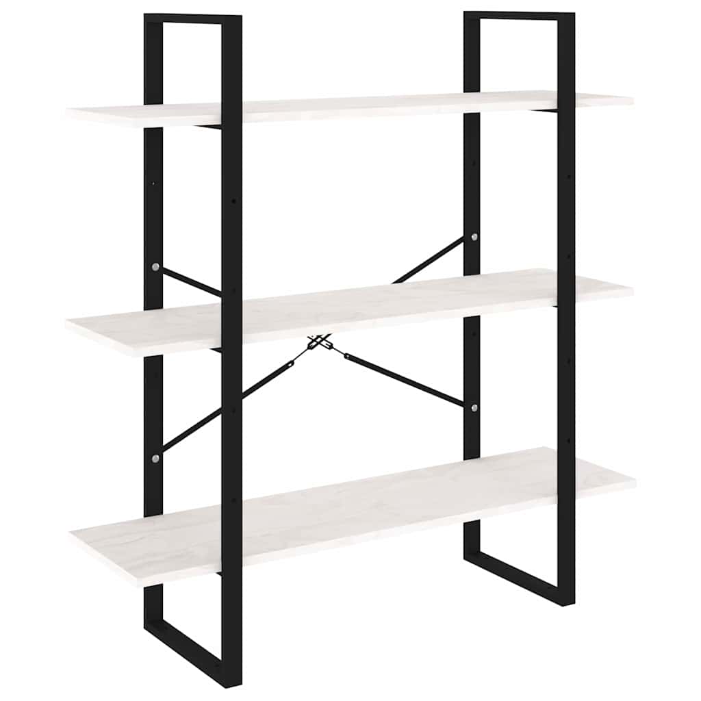 vidaXL Book Cabinet | White | Solid pine wood, metal | 3-Tier | Book Cabinet 2