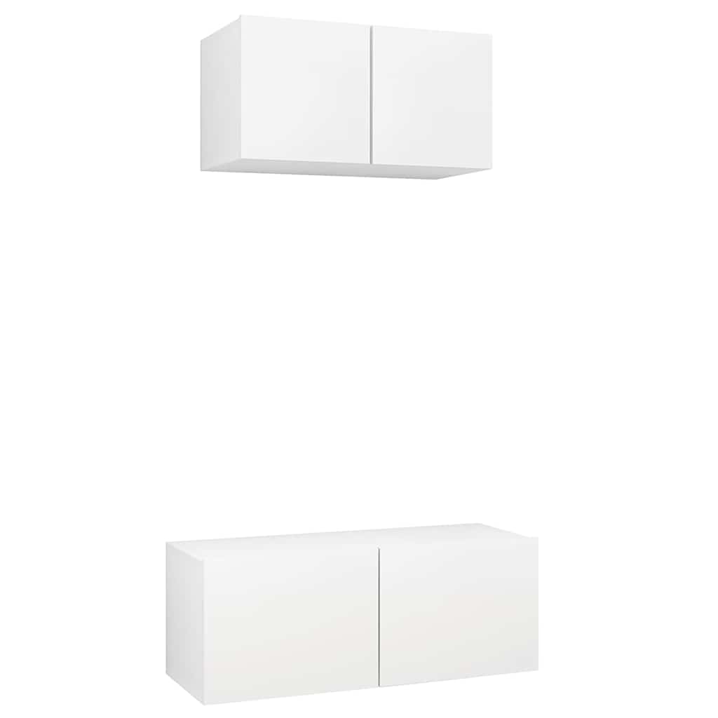 2 Piece TV Cabinet Set Engineered Wood Width 60/80 cm White