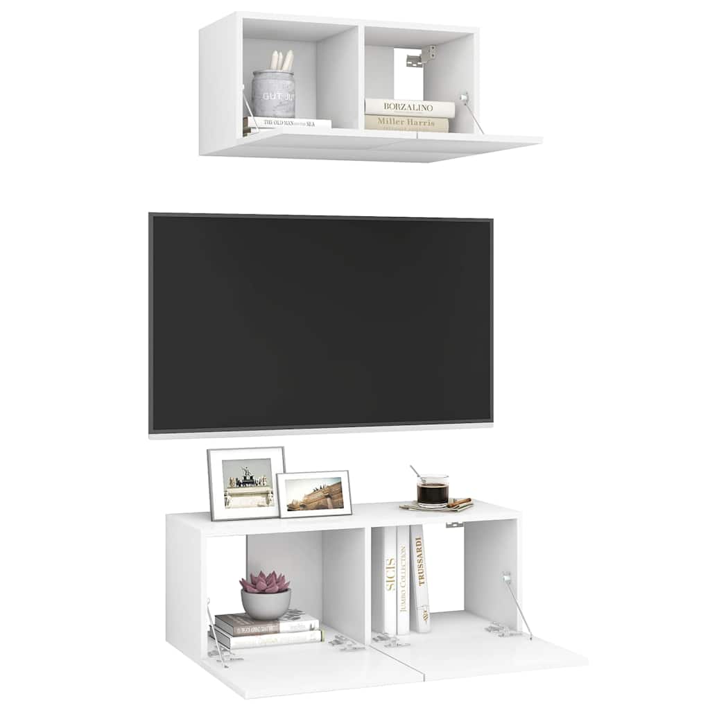 2 Piece TV Cabinet Set Engineered Wood Width 60/80 cm White