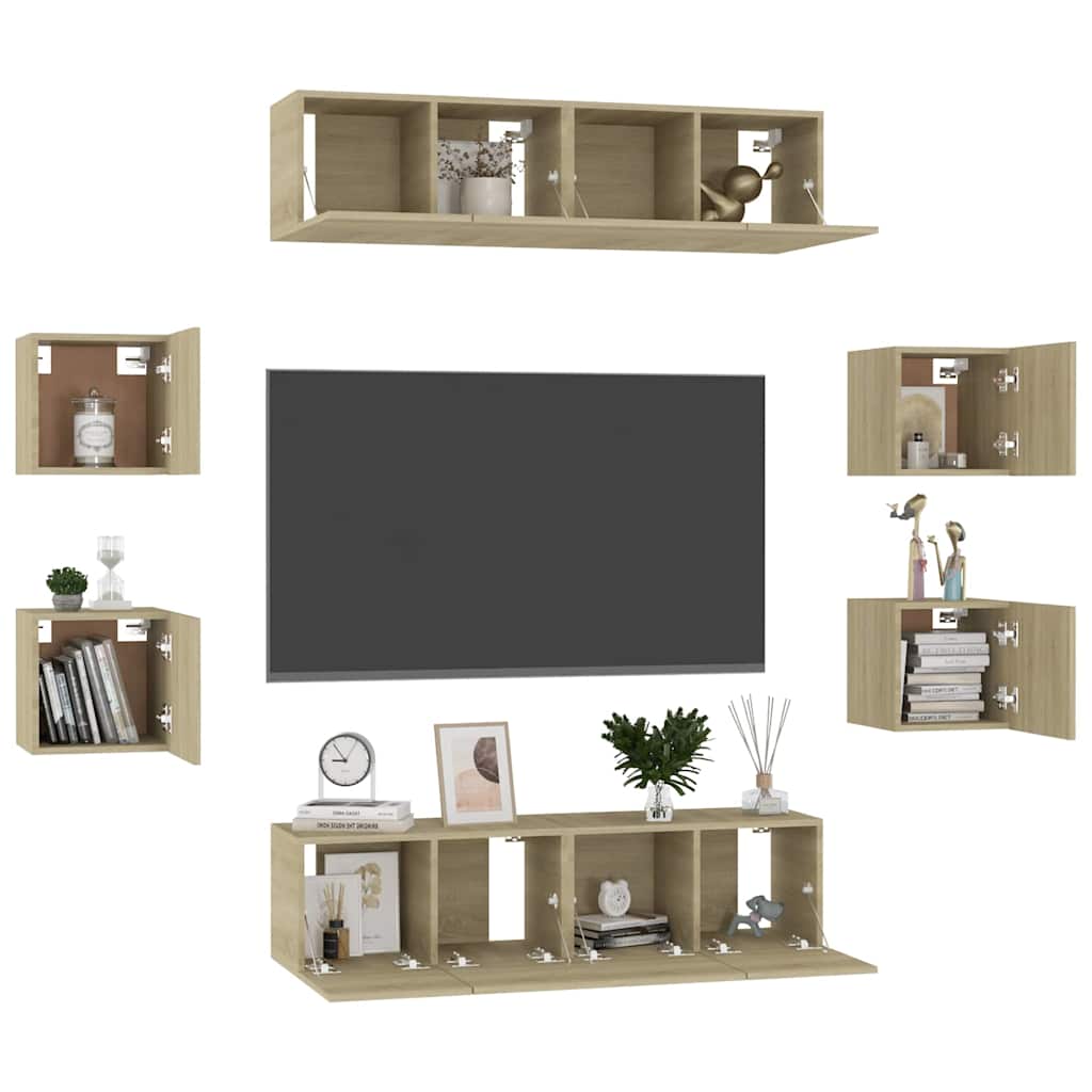 8 Piece TV Cabinet Set Engineered Wood Width 120 cm Sonoma oak