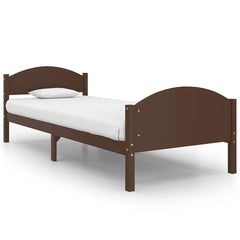 vidaXL Bed Frame without Mattress Dark Brown Solid Pine Wood 100x200cm 2