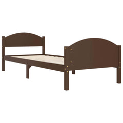 vidaXL Bed Frame without Mattress Dark Brown Solid Pine Wood 100x200cm 3