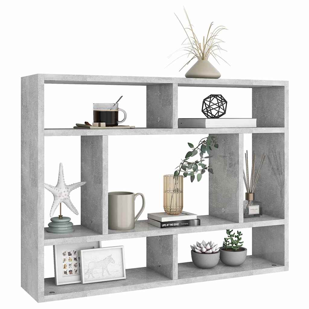 vidaXL Wall Shelf Concrete Grey 75x16x55 cm Engineered Wood 3