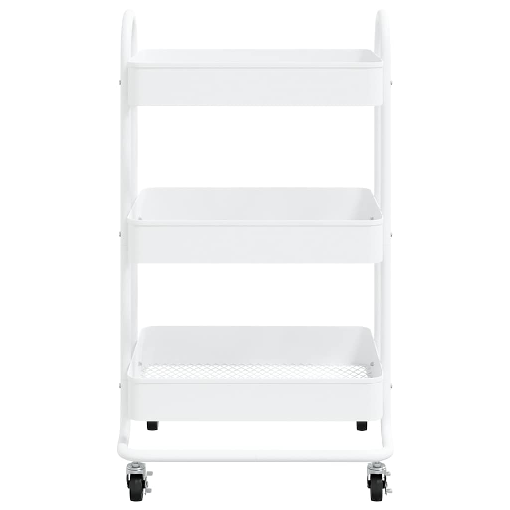 vidaXL 3-Tier Trolley White 43x34x79 cm Steel 3