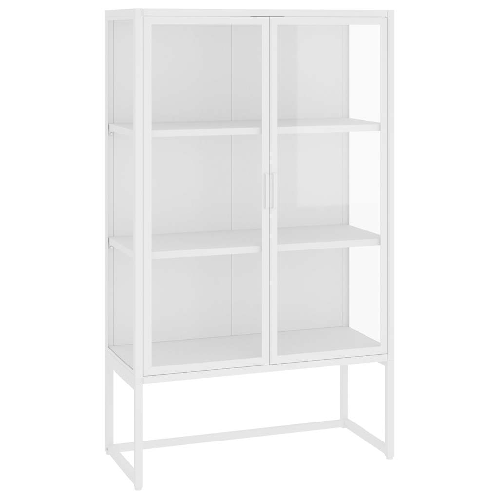 vidaXL Highboard White 80x35x135 cm Steel and Tempered Glass 2