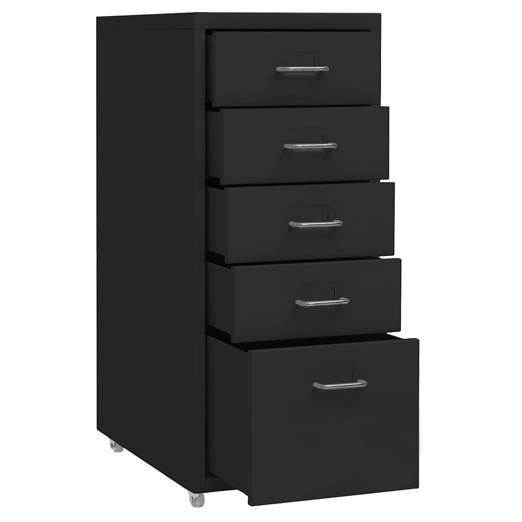 vidaXL Mobile File Cabinet Black 28x41x69 cm Metal 5