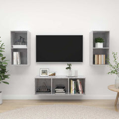 3 Piece TV Cabinet Set Engineered Wood Concrete grey