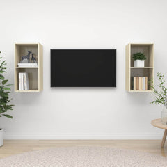 vidaXL 2 Piece Wall-mounted TV Cabinet Set Engineered Wood