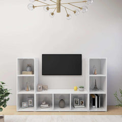 3 Piece TV Cabinet Set 107x35x37 cm Engineered Wood White