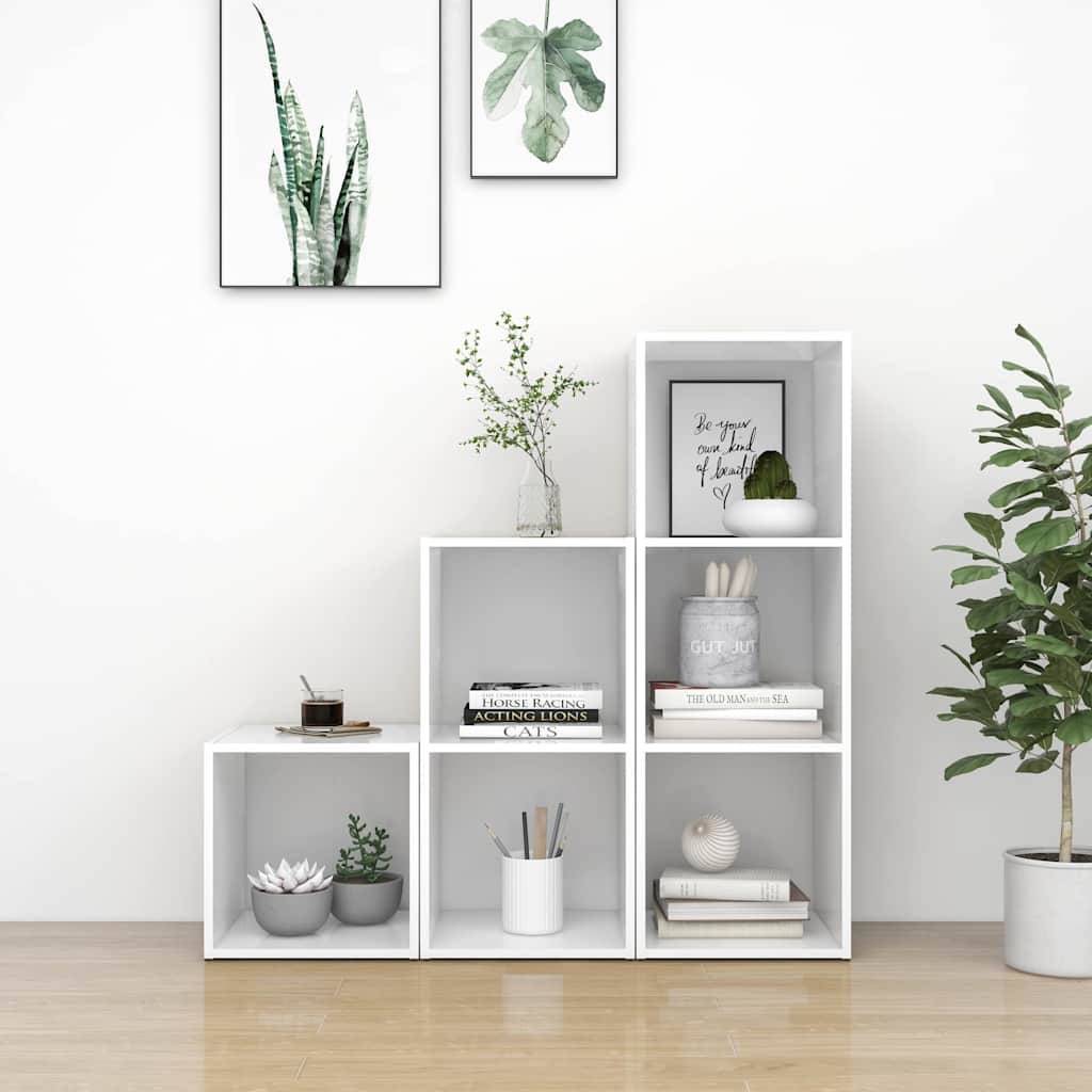 vidaXL 3 Piece TV Cabinet Set White Engineered Wood 1