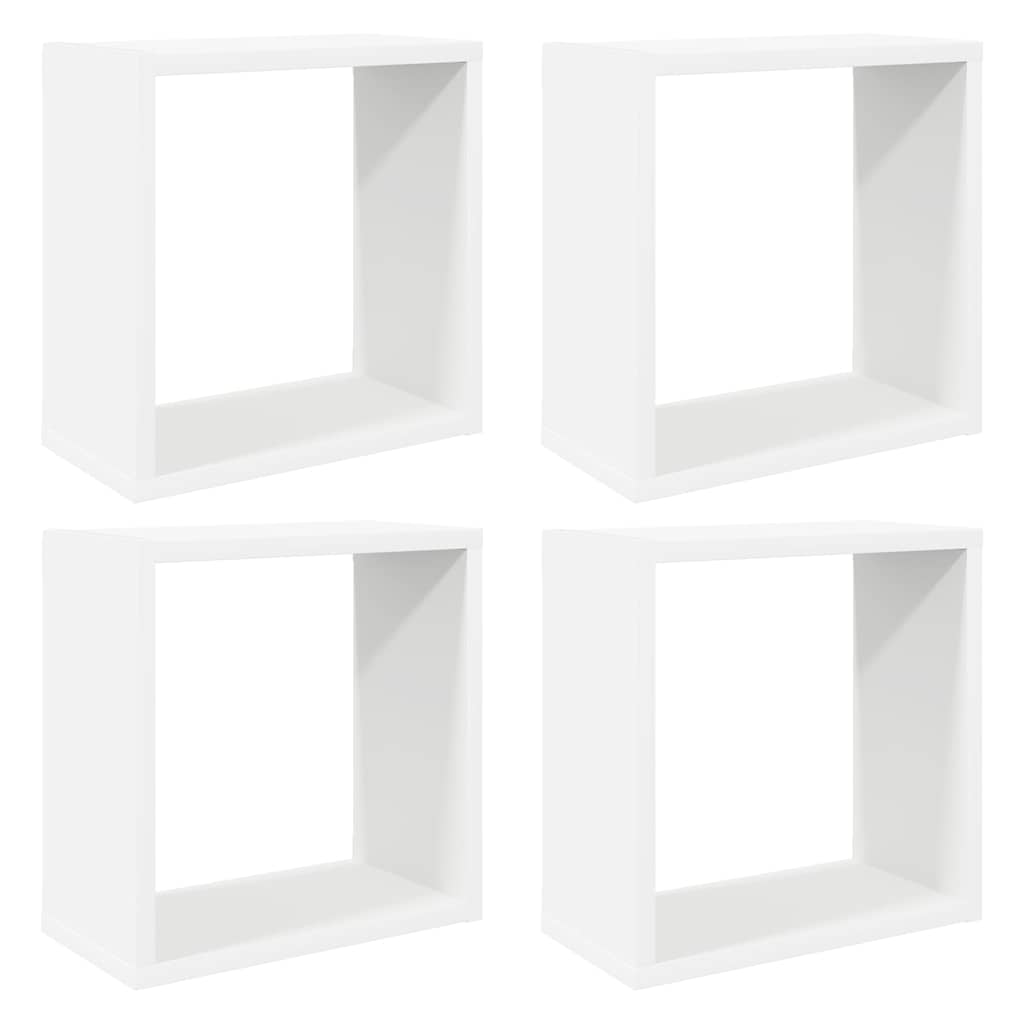 vidaXL Cube Shelf | Set of 4 | White | Engineered wood | Wall mounting 2