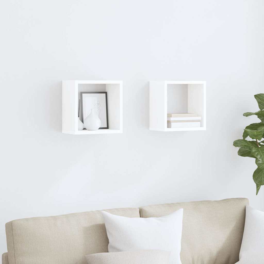 vidaXL Wall Cube Shelves 2 pcs White 26x15x26 cm 3