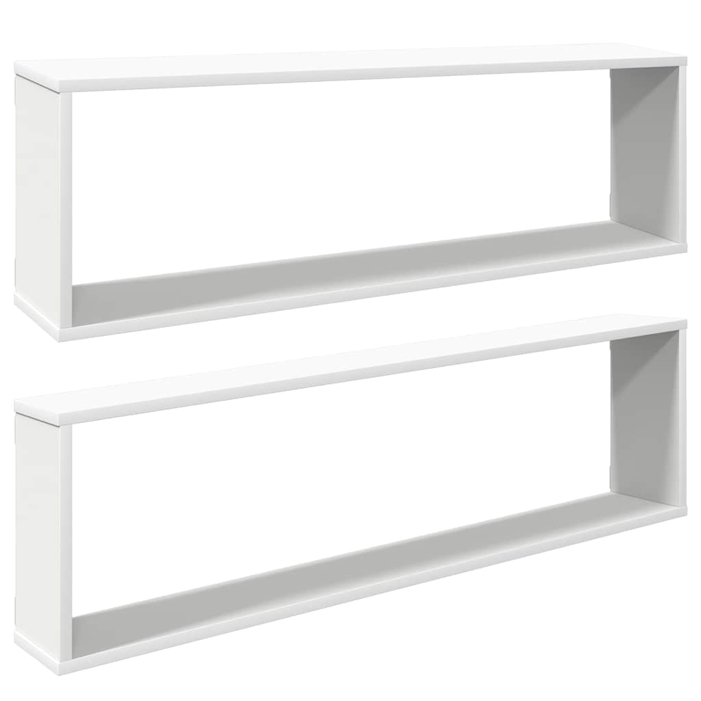vidaXL Wall Cube Shelf 2 pcs White 100x15x30 cm Engineered Wood 2