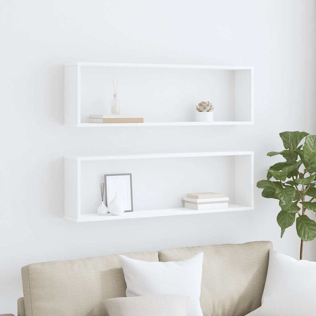 vidaXL Wall Cube Shelf 2 pcs White 100x15x30 cm Engineered Wood 3