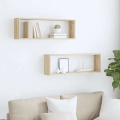 vidaXL Wall Shelf | Set of 2 | Sonoma oak | Engineered wood | 80 x 15 x 26.5 cm 3