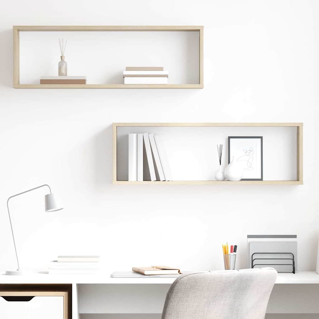 vidaXL Wall Shelf | Set of 2 | Sonoma oak | Engineered wood | 80 x 15 x 26.5 cm 1
