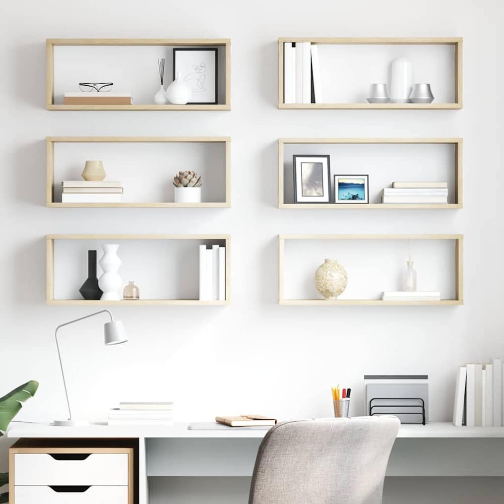 Wall Cube Shelves 60x15x23 cm Engineered Wood 6 pcs Sonoma oak