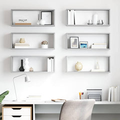 Wall Cube Shelves 60x15x23 cm Engineered Wood 6 pcs Concrete grey