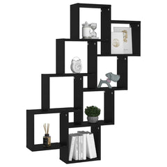 vidaXL Wall Shelf | Black | Engineered Wood | 90x15x119 cm | Wall Shelf 3