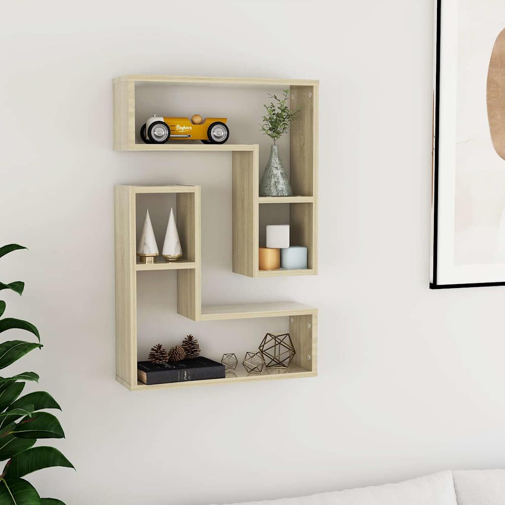 vidaXL Wall Shelf | Set of 2 | Sonoma oak | Engineered wood | 50x15x50 cm 1