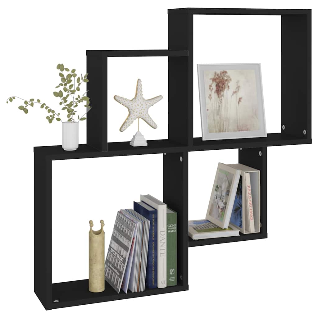 807260 vidaXL Wall Cube Shelf Black 80x15x78,5 cm Engineered Wood 5
