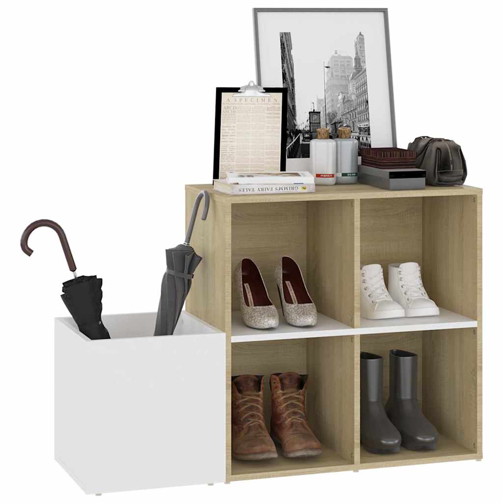 vidaXL Hall Shoe Cabinet | White and Sonoma Oak | Engineered wood | Medium 4