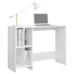 vidaXL Desk | High gloss white | Engineered wood | Medium | Shelving | Desk 5