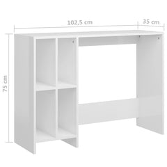 vidaXL Desk | High gloss white | Engineered wood | Medium | Shelving | Desk 6