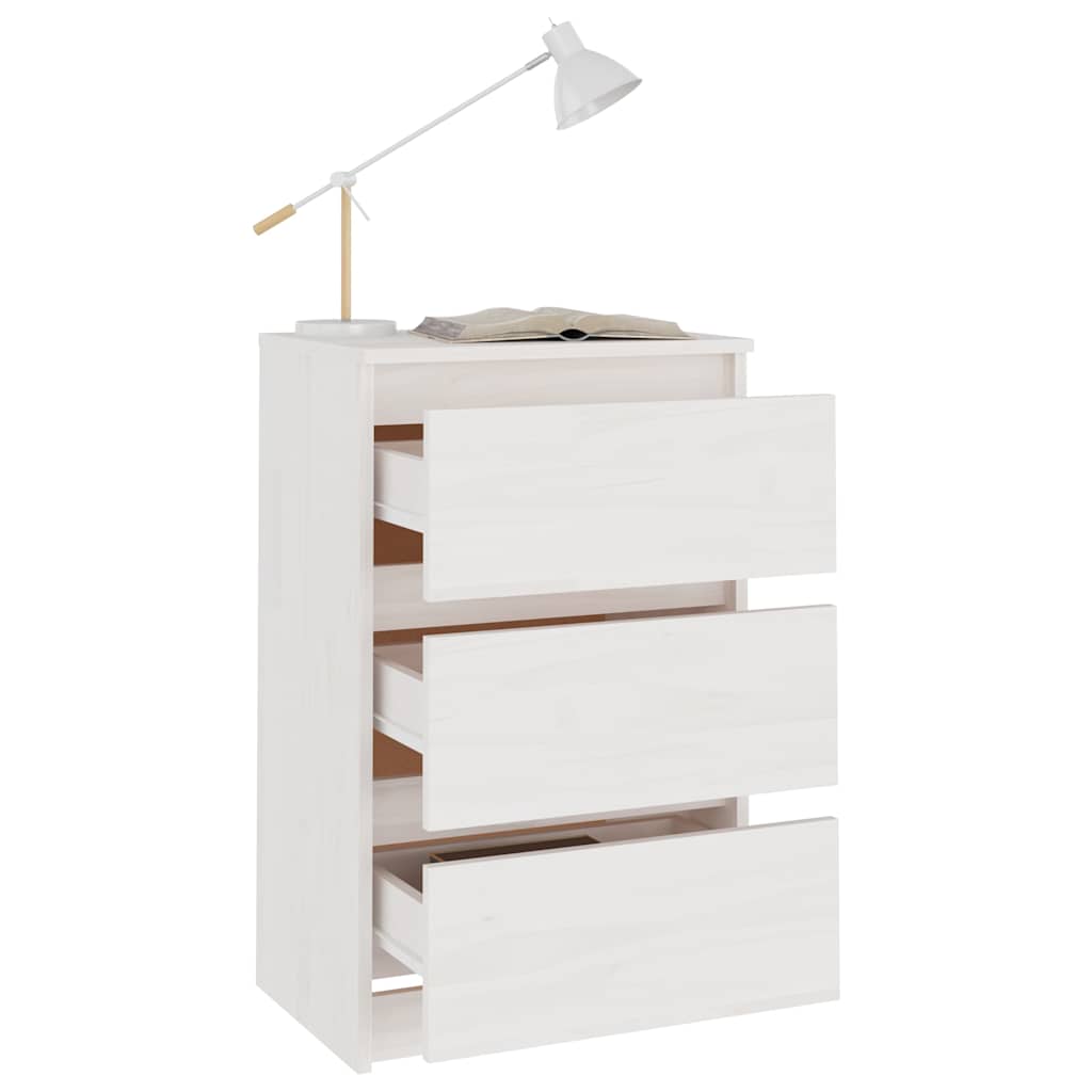 vidaXL Bedside Cabinet | White | Solid pine wood | 40 x 29.5 x 64 cm 3