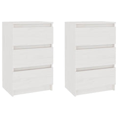 vidaXL Bedside Cabinets 2 pcs White 40x29.5x64 cm Solid Pine Wood 2