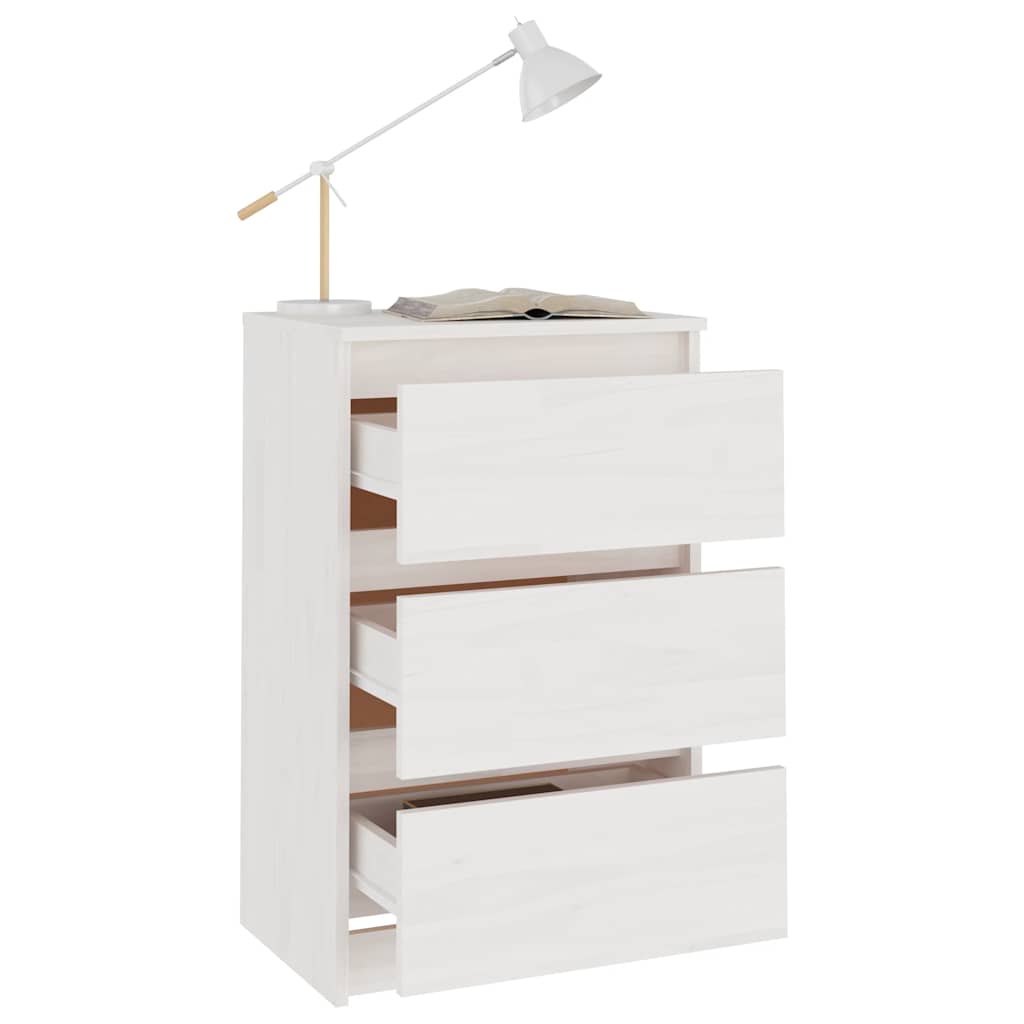 vidaXL Bedside Cabinets 2 pcs White 40x29.5x64 cm Solid Pine Wood 3