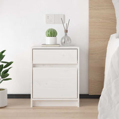 vidaXL Bedside Cabinet | White | Solid pinewood | Medium | Bedside Cabinet 3