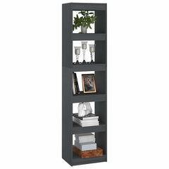 vidaXL Book Cabinet | Grey | Solid Pinewood | Tall and Narrow | Book Cabinet 4