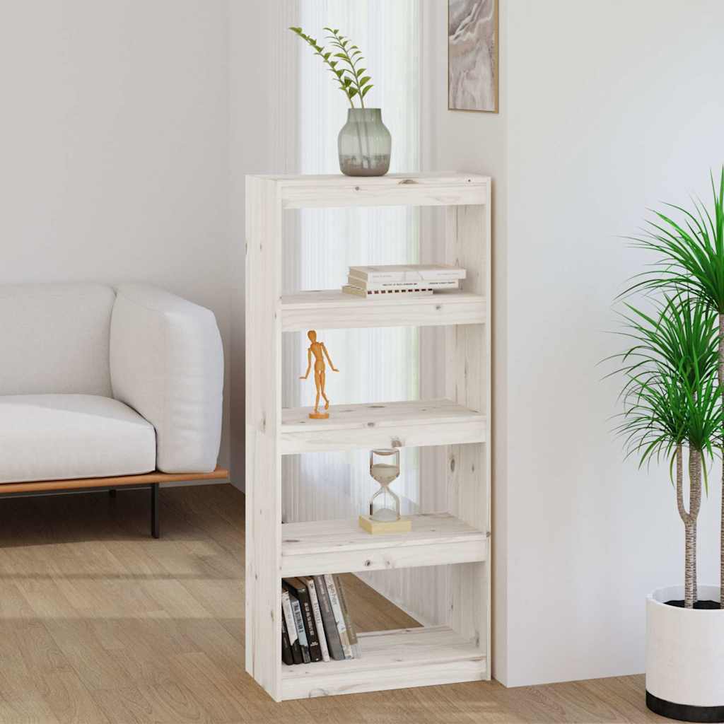 vidaXL Book Cabinet/Room Divider White 60x30x135,5 cm Solid Wood Pine 1