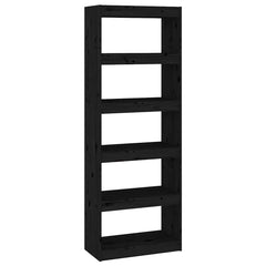 Book Cabinet/Room Divider 60x30x135.5 cm Solid Wood Pine Black 167.5 cm