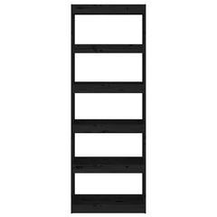 Book Cabinet/Room Divider 60x30x135.5 cm Solid Wood Pine Black 167.5 cm