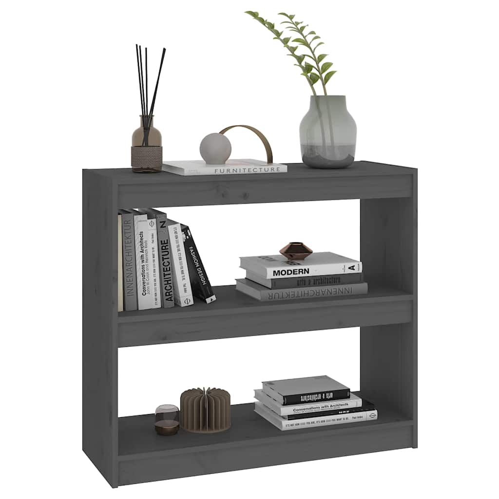 vidaXL Book Cabinet/Room Divider Grey 80x30x71,5 cm Solid Wood Pine 6