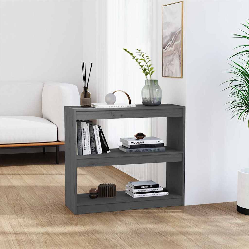 vidaXL Book Cabinet/Room Divider Grey 80x30x71,5 cm Solid Wood Pine 1