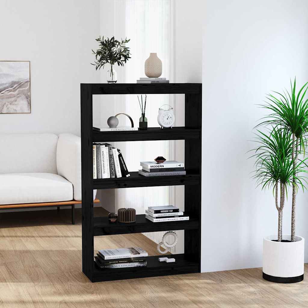 Book Cabinet/Room Divider Solid Wood Pine in Black