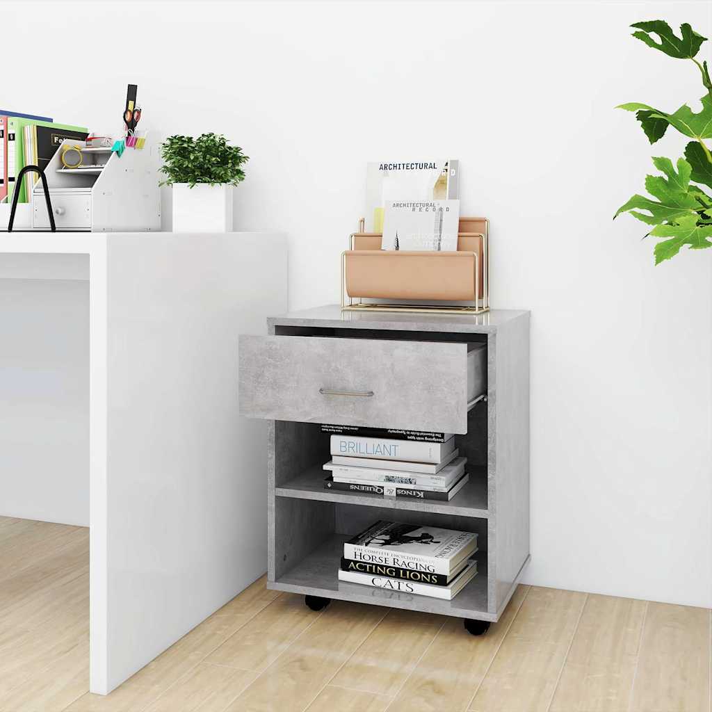 vidaXL Rolling Cabinet Concrete Grey 46x36x59 cm Engineered Wood 3
