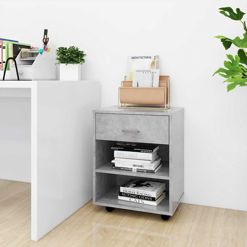 vidaXL Rolling Cabinet Concrete Grey 46x36x59 cm Engineered Wood 1