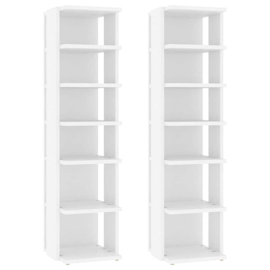 vidaXL Shoe Cabinet | Set of 2 | White | Engineered Wood | Compact 2