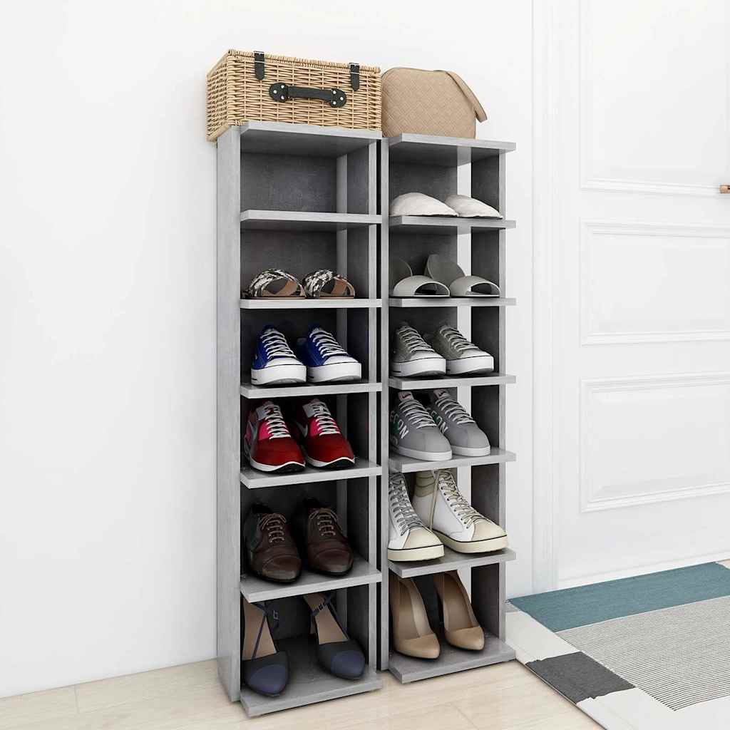 vidaXL Shoe Cabinet | Set of 2 | Concrete Grey | Engineered wood | Compact 3